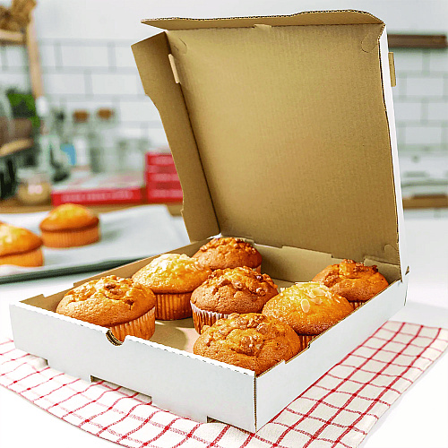 Karat Corrugated Pizza Boxes, 12 x 12 x 1.97, White/Brown, 50/Carton (FPPBF12W)
