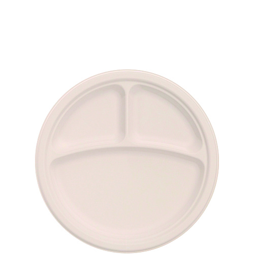 Dart Compostable Fiber Dinnerware, ProPlanet Seal, Plate, 3-Compartment Plate, 9" dia, Natural, 500/Carton (9FBRP3)
