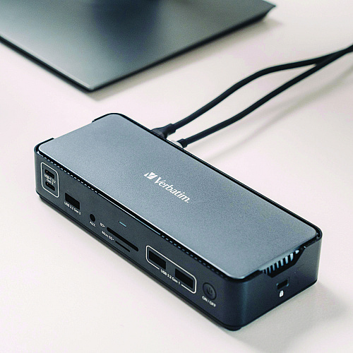 Verbatim USB-C Pro Docking Station 15-in-1, Audio/DisplayPort/HDMI/Micro SD/RJ45/SD/USB-A/USB-C, Gray (32171)