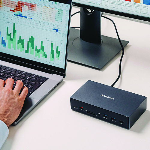 Verbatim USB-C Pro Docking Station 17-in-1, Audio/DisplayPort/HDMI/Micro SD/RJ45/SD/USB-A/USB-C, Gray (32172)