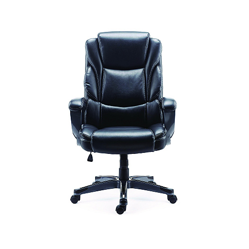 Alera Kirkdale Bonded Leather Manager Chair, Supports Up to 275 lb, 16.18 to 22.76 Seat Height, Black Seat/Back, Black Base (ALEKD4519)