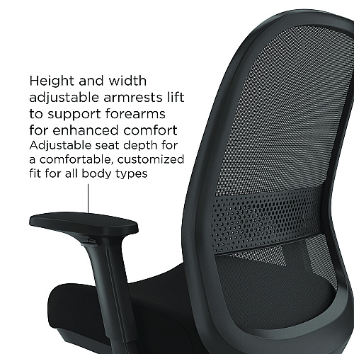 Alera Kempton Ergonomic Fabric Mesh Swivel Task Chair, Supports Up to 275 lb, 18.31 to 22.17 Seat Height, Black Seat/Back/Base (ALEKP42BME17)