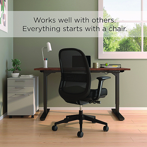 Alera Kempton Ergonomic Fabric Mesh Swivel Task Chair, Supports Up to 275 lb, 18.31 to 22.17 Seat Height, Black Seat/Back/Base (ALEKP42BME17)