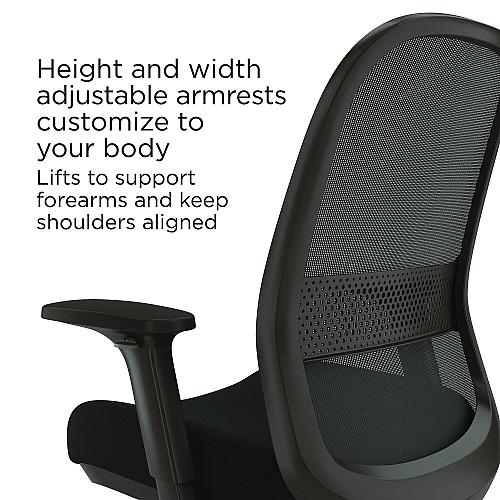 Alera Kempton Fabric Mesh Task Stool, Supports Up to 275 lb, 26.57 to 33.62 Seat Height, Black Seat, Black Back, Black Base (ALEKP46BME17)