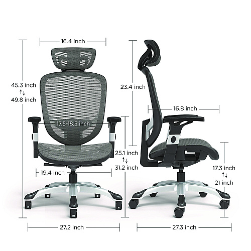 Alera Minerva Ergonomic Mesh Swivel Task Chair, Supports Up to 275 lb, 17.24 to 20.98 Seat Height, Gray Seat, Gray Back, Black Base (ALEMV41BME48)