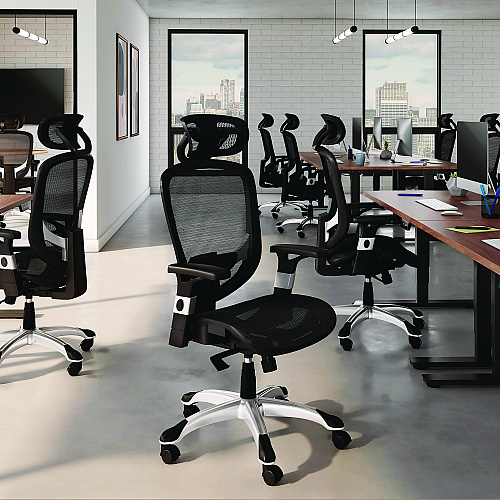 Alera Minerva Ergonomic Mesh Swivel Task Chair, Supports Up to 275 lb, 17.24 to 20.98 Seat Height, Gray Seat, Gray Back, Black Base (ALEMV41BME48)