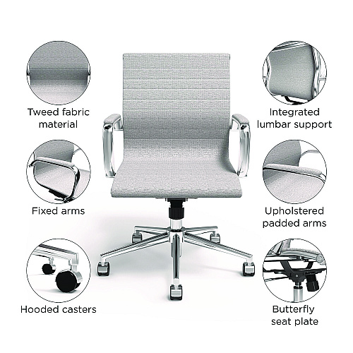 Alera Siskin Fabric Managers Chair, Supports Up to 275 lb, 16.93 to 20.67 Seat Height, Gray Seat, Gray Back, Chrome Base (ALESK4244)