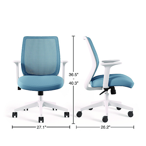 Alera Wessex Ergonomic Fabric Mesh Swivel Task Chair, Up to 275 lb, 17.09 to 20.83 Seat Height, Seafoam Seat/Back, White Base (ALEWX42BME24)