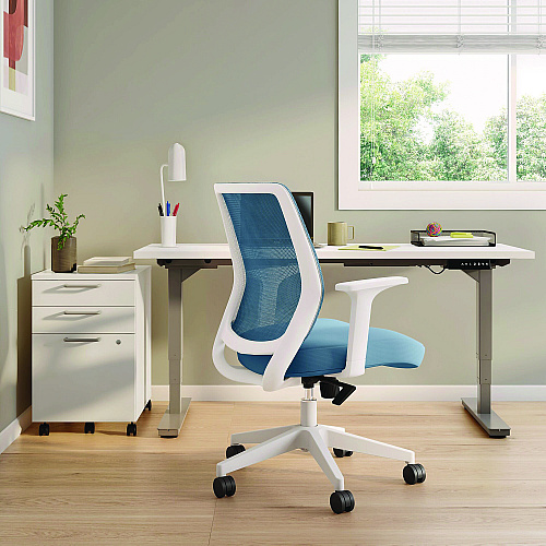 Alera Wessex Ergonomic Fabric Mesh Swivel Task Chair, Up to 275 lb, 17.09 to 20.83 Seat Height, Seafoam Seat/Back, White Base (ALEWX42BME24)