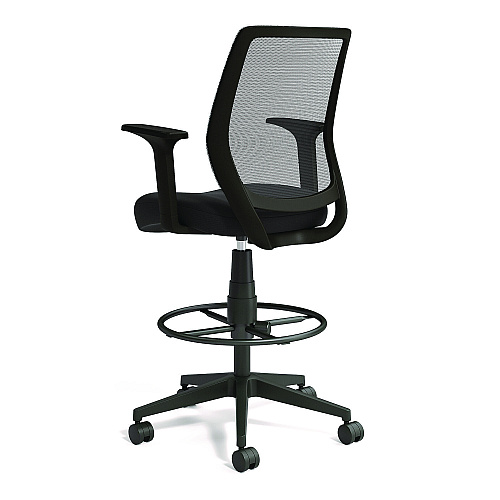Alera Wessex Drafting Stool, Mesh Back, Supports Up to 275 lb, 27.95 to 33.66 Seat Height, Black Seat, Black Back, Black Base (ALEWX46BME17)