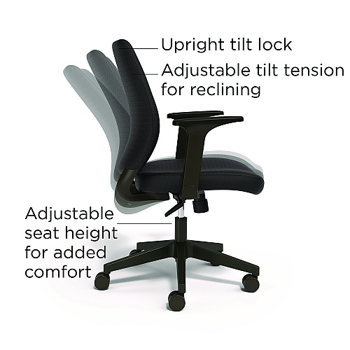 Alera Wessex Ergonomic Fabric Task Chair, Supports Up to 275 lb, 17.13 to 20.83 Seat Height, Black Seat/Back, Black Base (ALEWX4217)