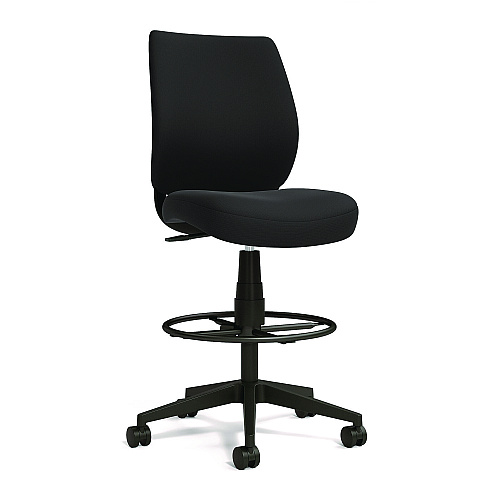 Alera Wessex Drafting Stool, Fabric, Supports Up to 275 lb, 27.95 to 33.66 Seat Height, Black Seat, Black Back, Black Base (ALEWX4614)