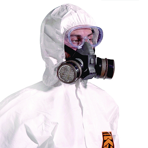 KleenGuard A50 Breathable Splash and Particle Protection Overalls, Zip Front, Hood, Elastic Wrists/Ankles, White, 2X-Large, 25/Carton (51928)
