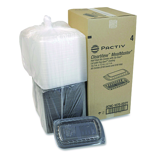 Pactiv MealMaster Rib Container, 10 x 7.1 x 2.1, Black/Clear, 90/Carton (0CNC10700DZY)