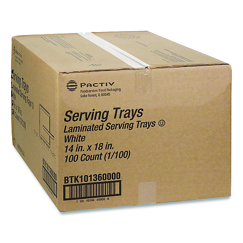 Pactiv Laminated Foam Serving Tray, 18 x 14, White, 100/Carton (BTK101360000)