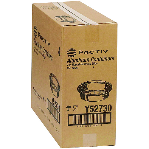 Pactiv Aluminum Take-Out Container, 24 oz, 7" Diameter x 1.53"h, Silver, 250/Carton (Y52730)