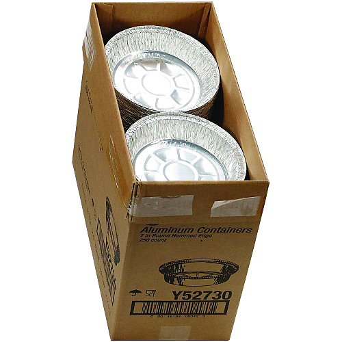 Pactiv Aluminum Take-Out Container, 24 oz, 7" Diameter x 1.53"h, Silver, 250/Carton (Y52730)