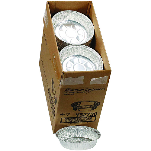 Pactiv Aluminum Take-Out Container, 24 oz, 7" Diameter x 1.53"h, Silver, 250/Carton (Y52730)