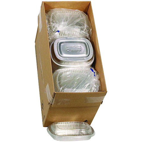 Pactiv Classic Carry-Out Container with PET Dome Lid, 22 oz, 8.2 x 6.2 x 1.3, Silver, 100/Carton (Y6708PET)
