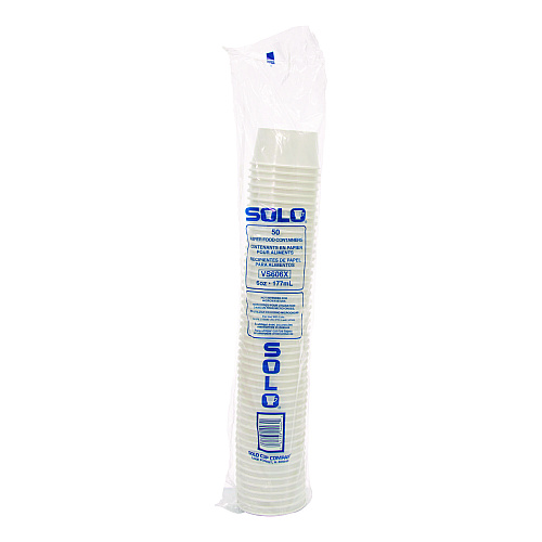 SOLO Double Poly Paper Food Container, 6 oz, 3.83" Diameter x 1.99" h, White, 1,000/Carton (VS606X02050)