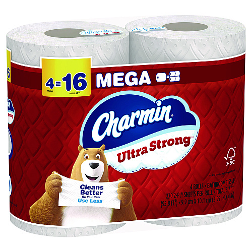 Charmin Ultra Strong Bathroom Tissue, Septic Safe, 2-Ply, White, 242 Sheets/Roll, 4 Rolls/Pack (08816PK)