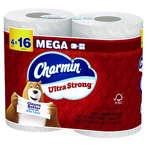Charmin Ultra Strong Bathroom Tissue, Septic Safe, 2-Ply, White, 242 Sheets/Roll, 4 Rolls/Pack (08816PK)