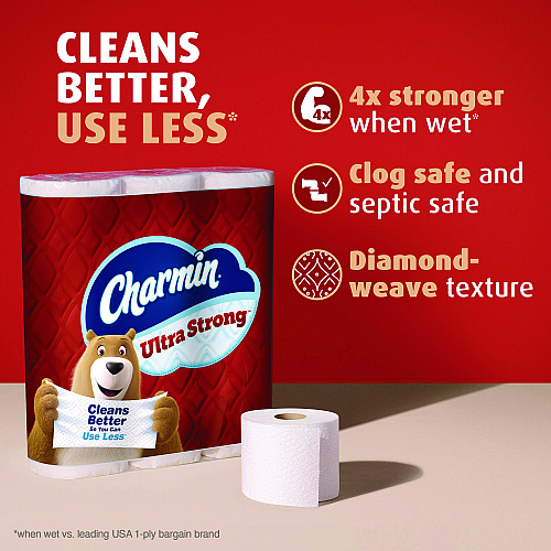 Charmin Ultra Strong Bathroom Tissue, Septic Safe, 2-Ply, White, 242 Sheets/Roll, 4 Rolls/Pack (08816PK)