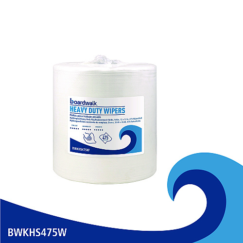 Boardwalk Hydrospun Wipers, Heavy Duty, 12 x 12, White, 475/Roll (BWKHS475W)