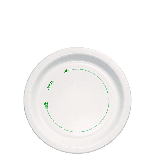 SOLO Compostable Paper Dinnerware, ProPlanet Seal, Plates, 8.5" dia, White, 500/Carton (MP9PLANET)