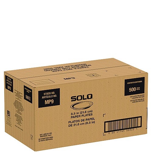 SOLO Compostable Paper Dinnerware, ProPlanet Seal, Plates, 8.5" dia, White, 500/Carton (MP9PLANET)