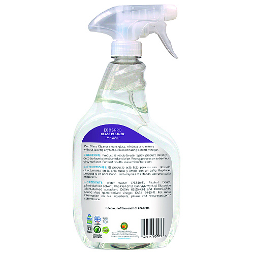 ECOS PRO Glass Cleaner, Vinegar Scent, 32 oz Spray Bottle, 6/Carton (PL93006CT)