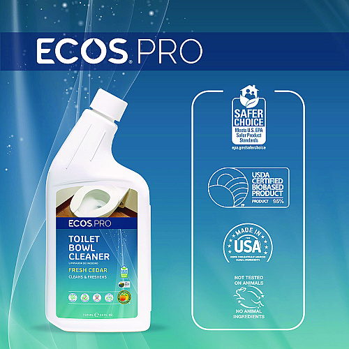 ECOS PRO Toilet Bowl Cleaner, Fresh Cedar Scent, 24 oz Squeeze Bottle, 6/Carton (PL97036CT)