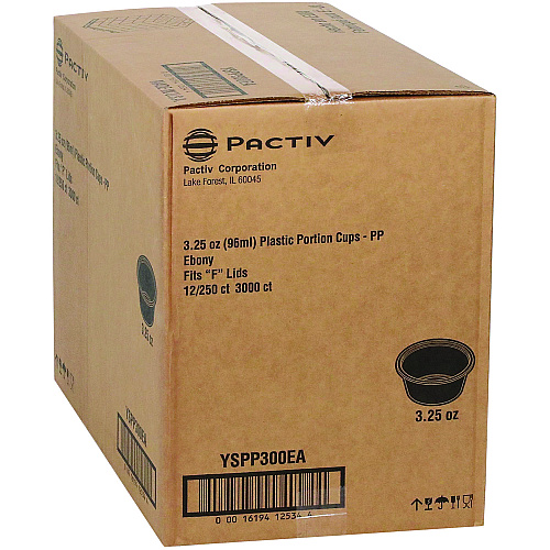 Pactiv Plastic Portion Cup, 3.25 oz, Black, 3,000/Carton (YSPP300EA)