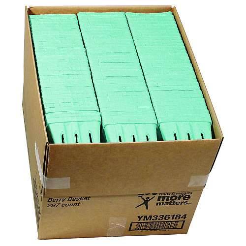 Pactiv Berigard Molded Fiber Berry Basket, Quart, 5.5 x 5.5 x 3.25, Green, 297/Carton (YM336184)