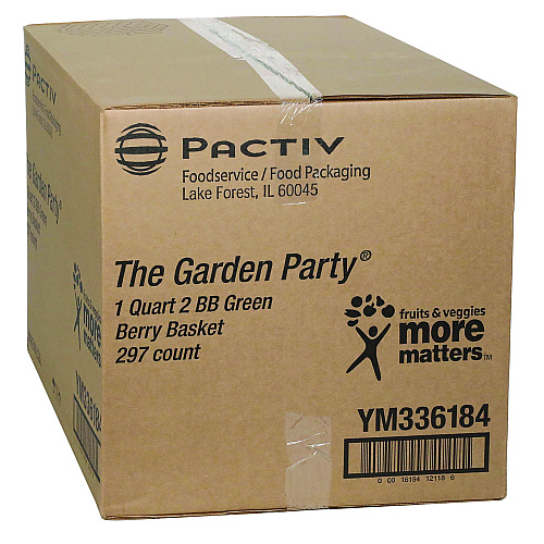 Pactiv Berigard Molded Fiber Berry Basket, Quart, 5.5 x 5.5 x 3.25, Green, 297/Carton (YM336184)