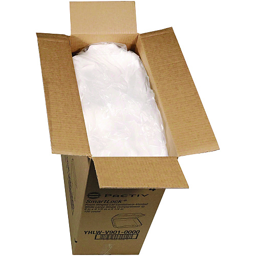 Pactiv SmartLock Vented Foam Hinged Lid Container, 9 x 9.5 x 3.3, White, 150/Carton (YHLWV9010000)