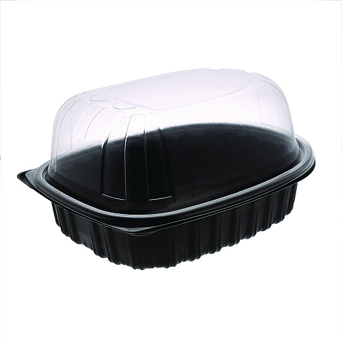 Pactiv ClearView MealMaster Chicken Roaster, 10.75 x 8.5 x 4.25, Black/Clear, 95/Carton (YCNC60030LDZ)