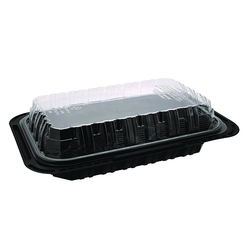 Pactiv ClearView MealMaster Chicken Barn, 13.3 x 8.4 x 4, Black/Clear, 105/Carton (YCNC300800NH)