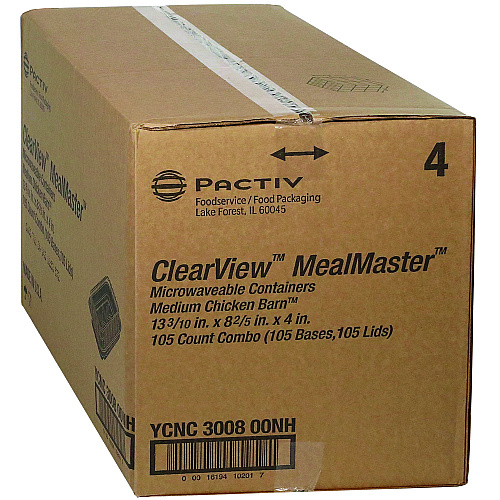 Pactiv ClearView MealMaster Chicken Barn, 13.3 x 8.4 x 4, Black/Clear, 105/Carton (YCNC300800NH)