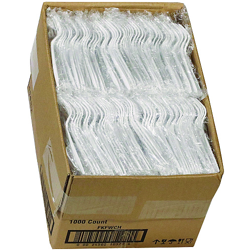 Pactiv Fieldware Cutlery, Individually Wrapped, Fork, White, 1,000/Carton (FKFWCH)