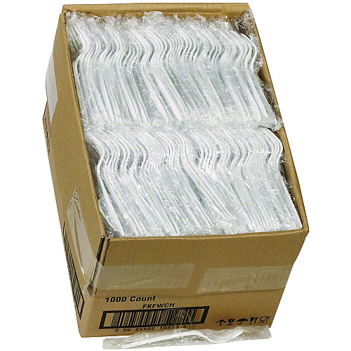 Pactiv Fieldware Cutlery, Individually Wrapped, Fork, White, 1,000/Carton (FKFWCH)