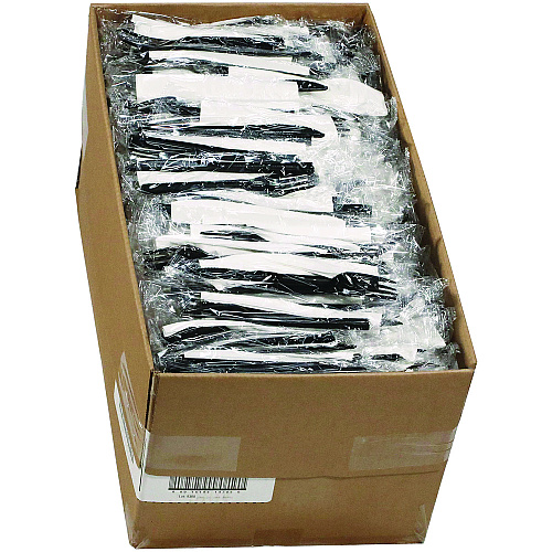 Pactiv Gardenware Cutlery, Individually Wrapped, Fork, Knife, Napkin, Black, 500/Carton (GKFKNECH)