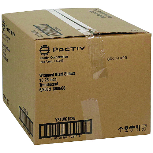 Pactiv Giant Paper-Wrapped Straw, 10.25", Translucent, 1,800/Carton (YSTWG1026)