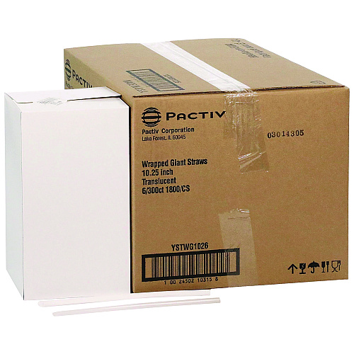 Pactiv Giant Paper-Wrapped Straw, 10.25", Translucent, 1,800/Carton (YSTWG1026)