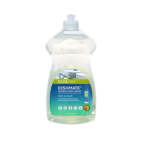 ECOS PRO Dishmate Manual Dish Liquid, Free and Clear, 25 oz Squeeze Bottle, 6/Carton (PL97216CT)
