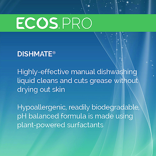 ECOS PRO Dishmate Manual Dish Liquid, Free and Clear, 25 oz Squeeze Bottle, 6/Carton (PL97216CT)