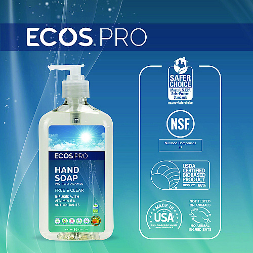 ECOS PRO Liquid Hand Soap, Free and Clear, 17 oz, 6/Carton (PL96636CT)