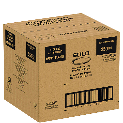SOLO Compostable Paper Dinnerware, ProPlanet Seal, Plate, 9" dia, White, 250/Carton (OFMP9PLANET)