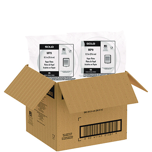 SOLO Compostable Paper Dinnerware, ProPlanet Seal, Plate, 9" dia, White, 250/Carton (OFMP9PLANET)