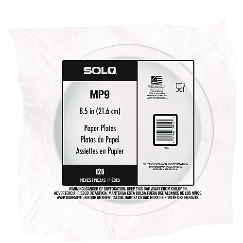 SOLO Compostable Paper Dinnerware, ProPlanet Seal, Plate, 9" dia, White, 250/Carton (OFMP9PLANET)
